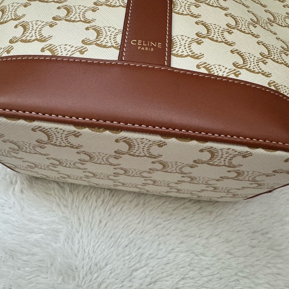 Celine Small Bucket White Canvas Tan Leather - Picture 5 of 7